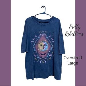 🌝🖤🌙 Celestial Sun Moon Graphic Tee Oversized Large Boho Cottagecore Witchy Vibe💫